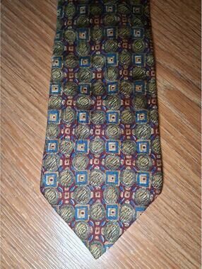 Ermenegildo Zegna Silk Tie Red Geometric Made in Italy Wide